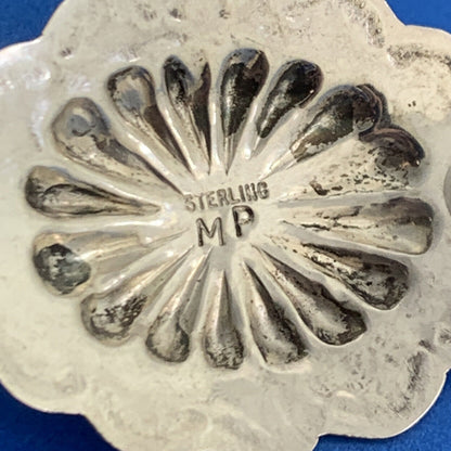 Native American Michael Perry 925 Sterling Silver Turquoise Concho Stud Earrings