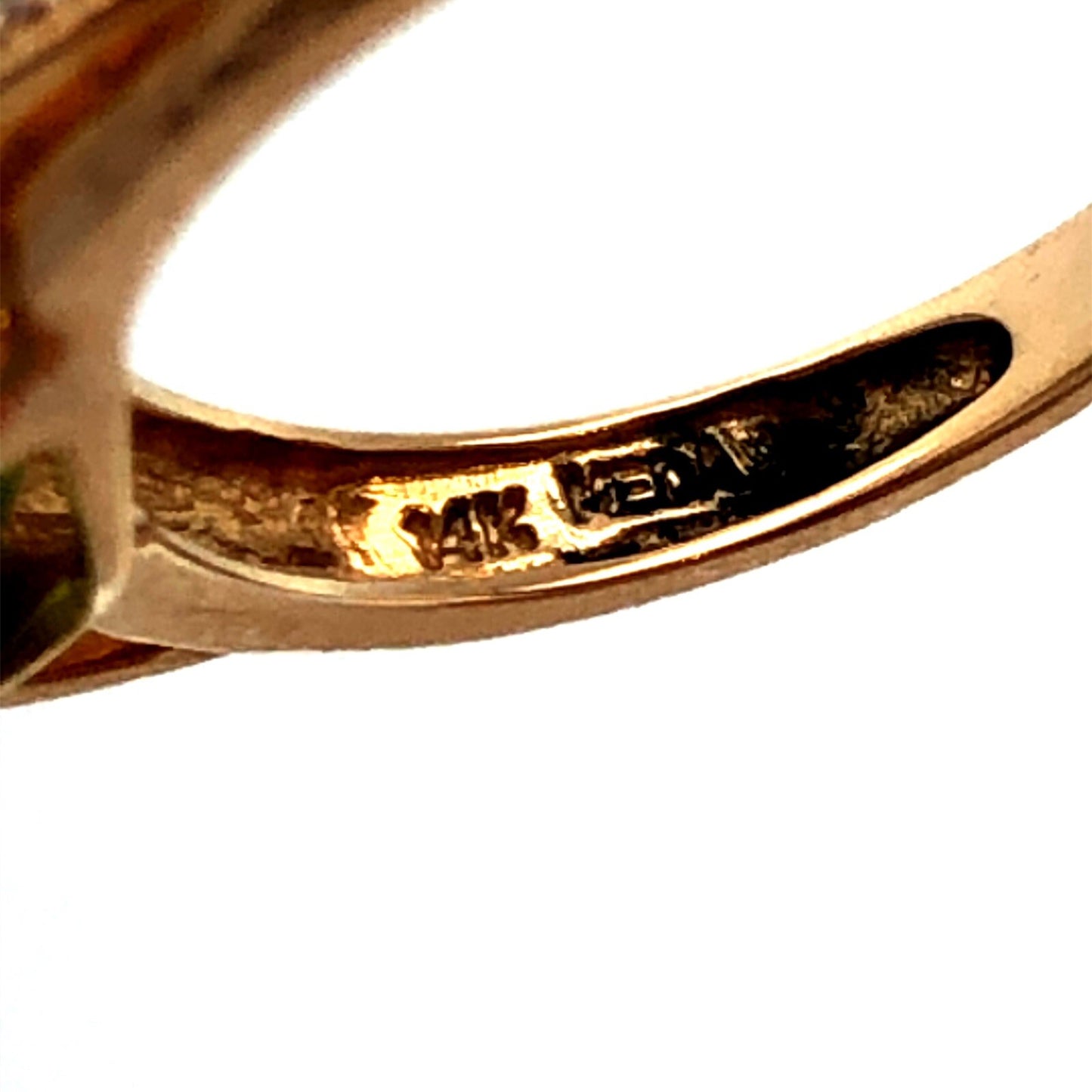 Designer MEDA 14K Yellow Gold Oval Green Peridot Diamond August Birthstone Ring