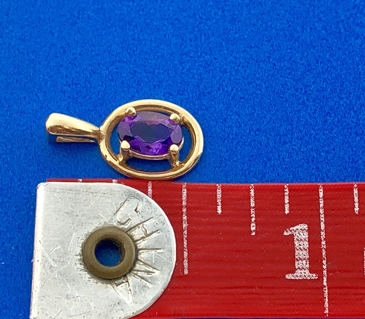 Modernist 14K Yellow Gold Oval Amethyst February Anniversary Pendant