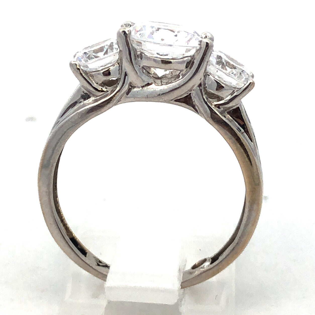 14K White Gold Cubic Zirconia CZ Celibrate Trio Engagement Anniversary Ring