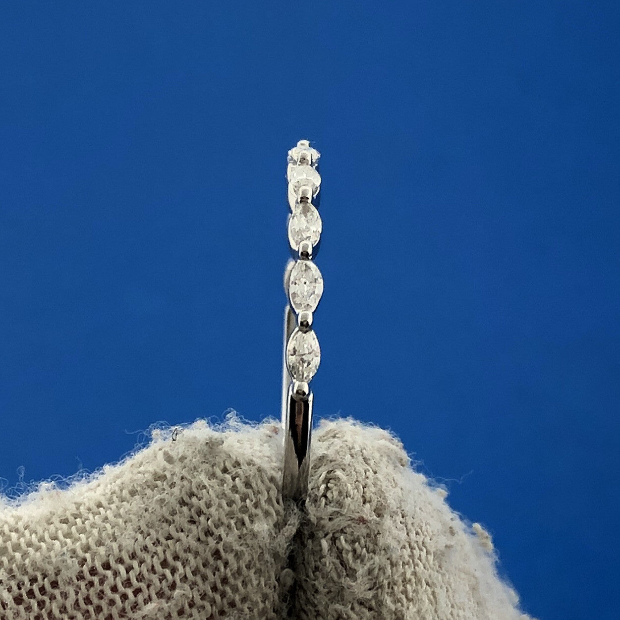 14k White Gold Marquise Cut Diamond Wedding Engagement Band Ring Size 7 OR 6.75