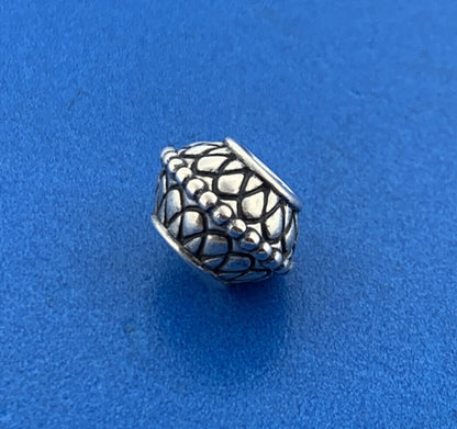 Pandora Sterling Silver 925 Teardrop Pebbled Ribbed Slide Bracelet Spacer Charm