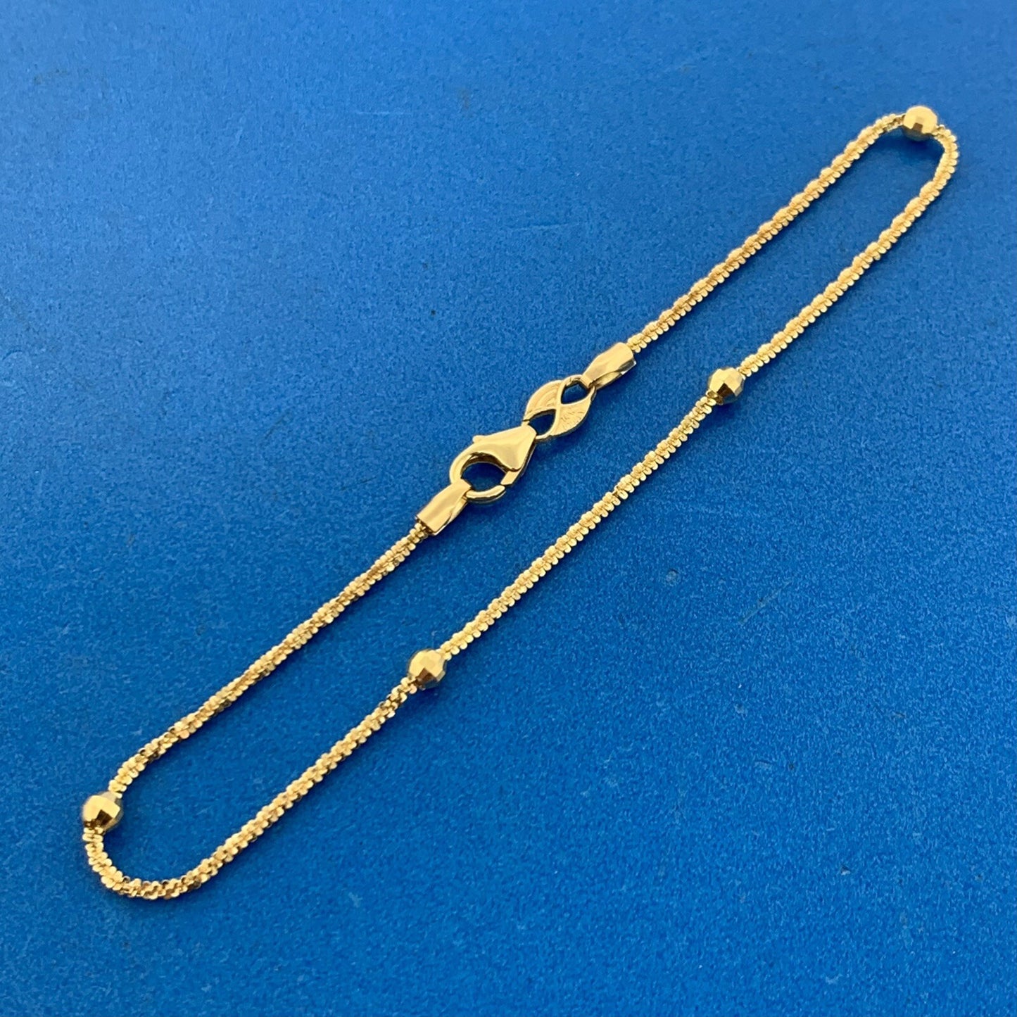 14K Yellow Gold Italy Fancy Cut Disco Ball Station Bracelet