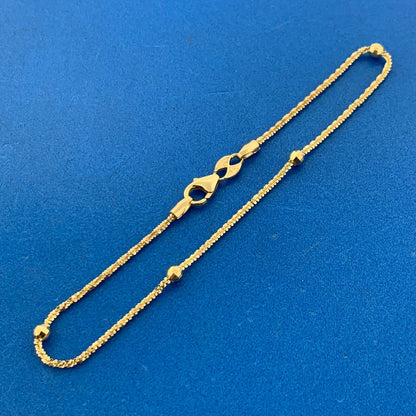 14K Yellow Gold Italy Fancy Cut Disco Ball Station Bracelet