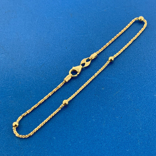 14K Yellow Gold Italy Fancy Cut Disco Ball Station Bracelet
