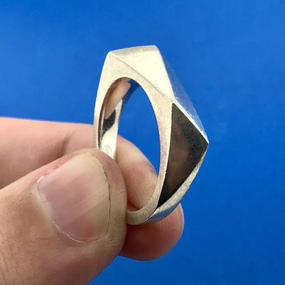 Authentic Modern Sterling Silver Fossil Ring - Size 7.75