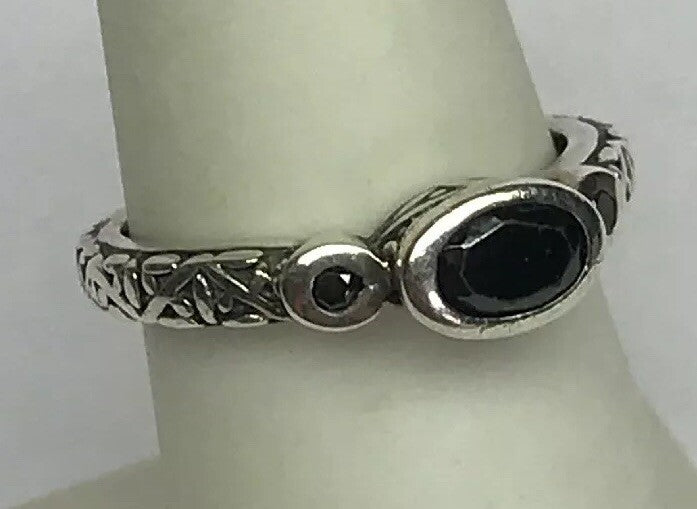 SILPADA Sterling Silver 925 Black Zircon Stackable Scroll Filigree Ring S187