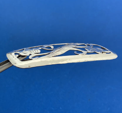 1940's Handarbeit Germany 835 Fine Silver Floral Scroll Cutout Antique Pin Brooc