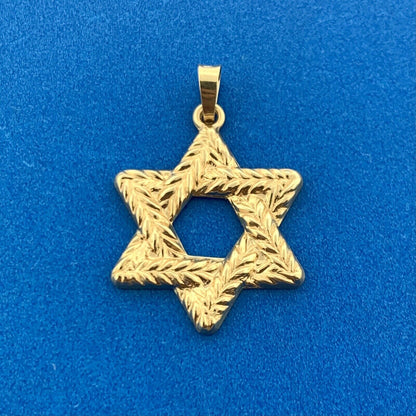 Gorgeous 14k Yellow Gold Rope Braid Religious Star of David Dangle Pendant