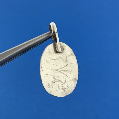 Native American Signed 925 Sterling Silver Oval Turquoise Cabochon Pendant