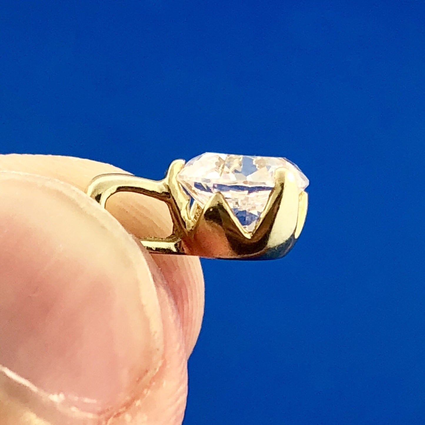 14k Yellow Gold Designer Cubic Zirconia CZ Solitaire Bridal Charm Pendant