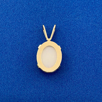 Vintage 14K Yellow Gold Oval Opal Solitaire October Anniversary Pendant