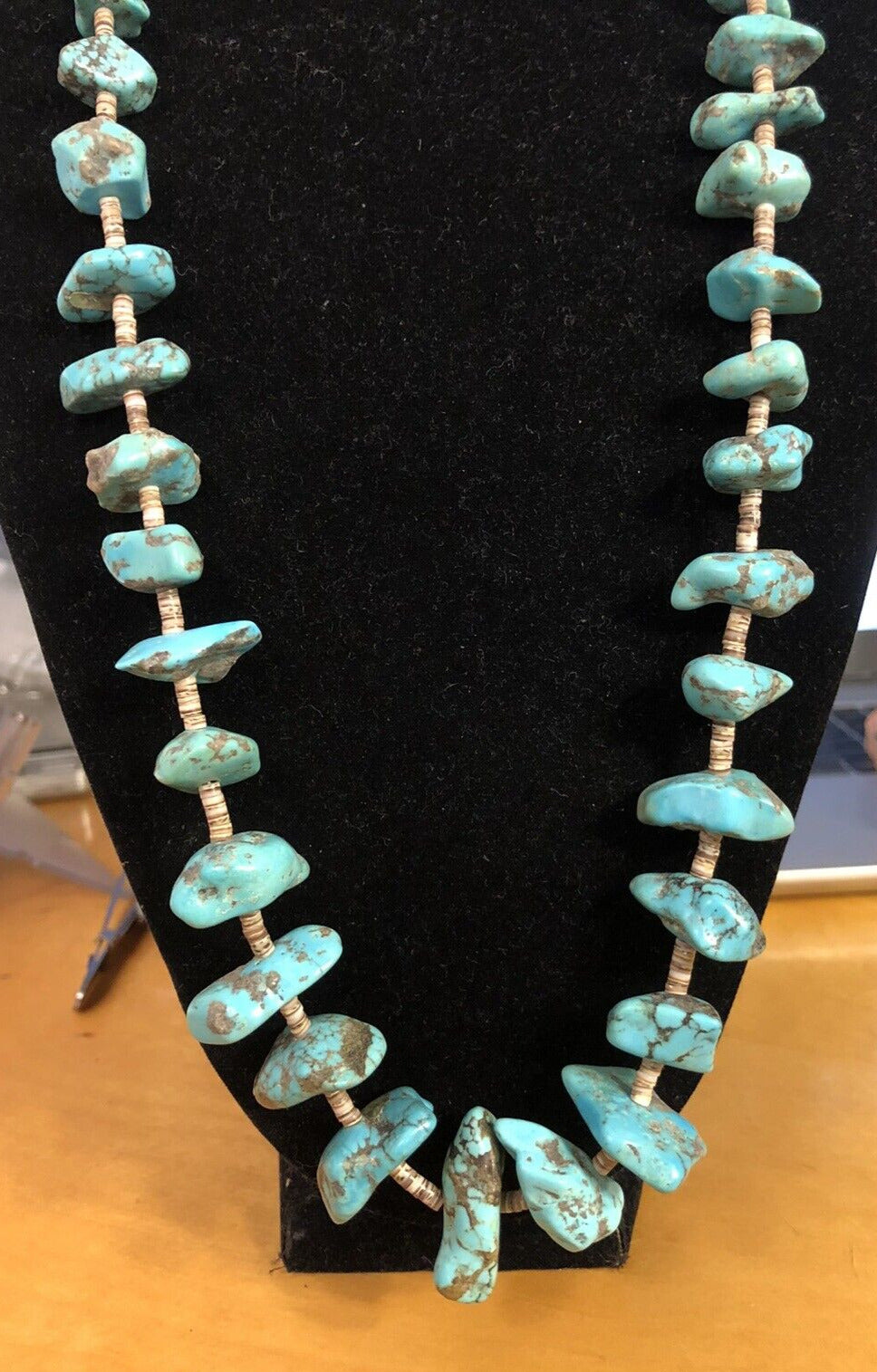 Vintage Artisan Natural Turquoise Chunky Beads Agate Bead Statement Necklace