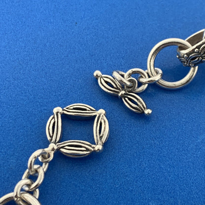 Designer Fusion Sterling Silver 925 Onyx Smoky Quartz Topaz 7" Toggle Bracelet