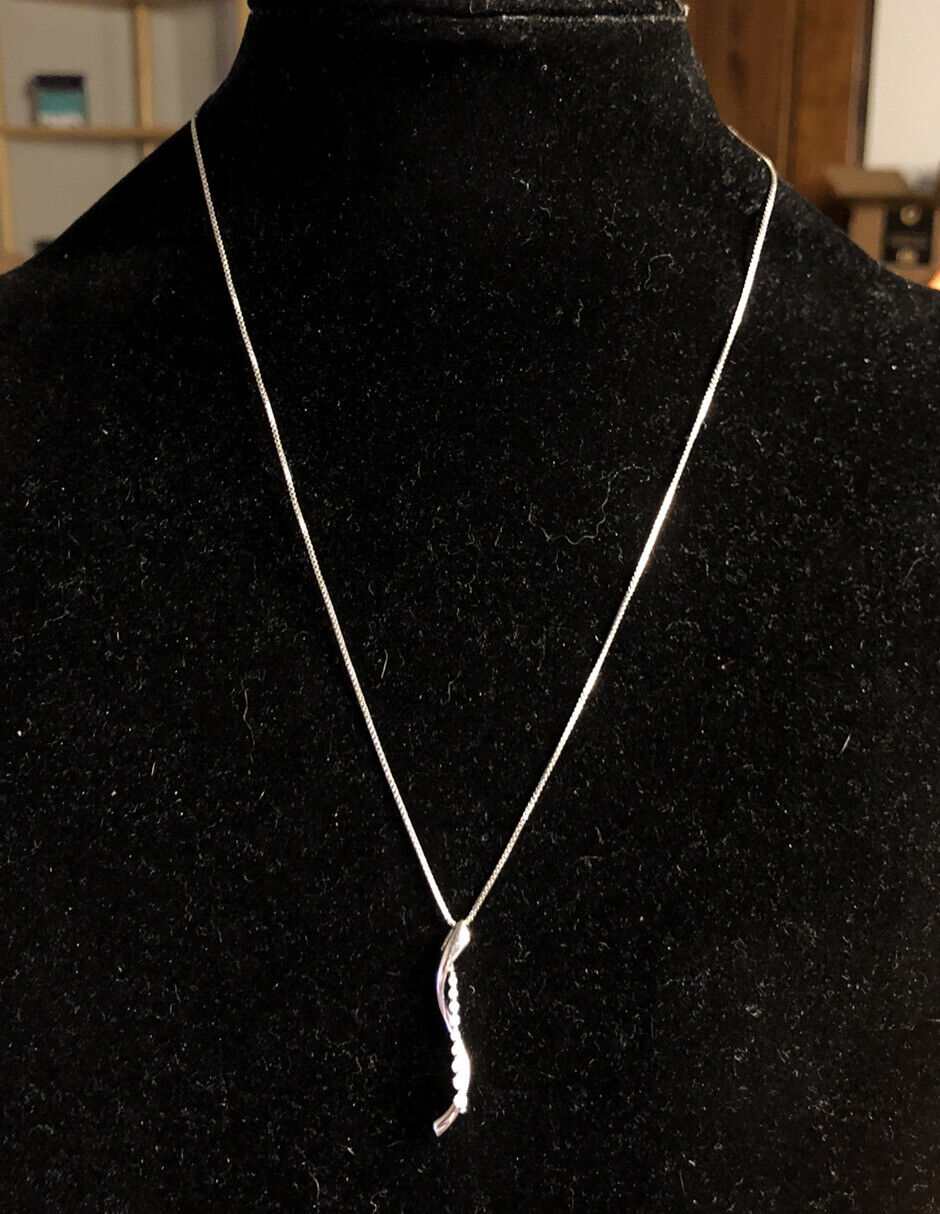 Sterling Silver Diamond Infinity Eternity Anniversary Pendant Necklace