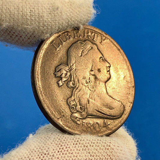 1804 P Draped Bust Copper Half Cent Early US Copper Better Key Philadelphia Coin