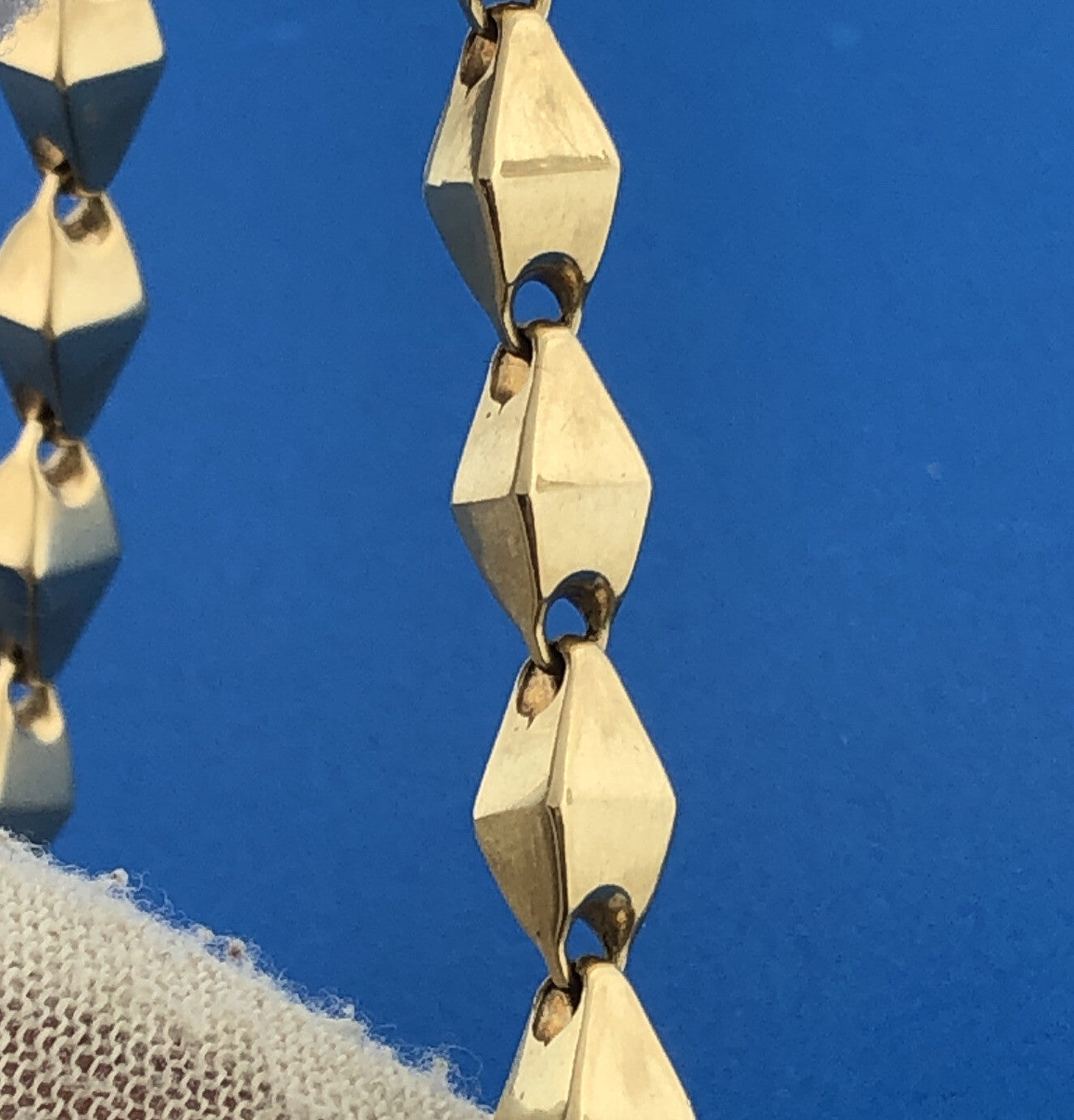 Cal 10k Yellow Gold Three-Dimensional Diamond Shaped Bead 27" Chain Necklace