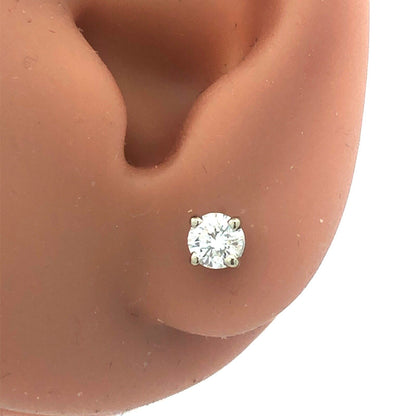Stunning Classic Elegant 14K White Gold Diamond Solitaire 4-Prong Stud Earrings