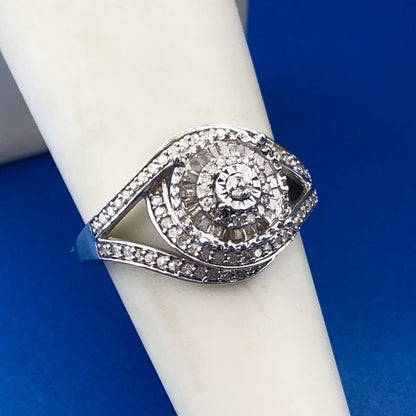 Designer SJD 925 Sterling Silver Diamond Engagement Bridal Anniversary Ring