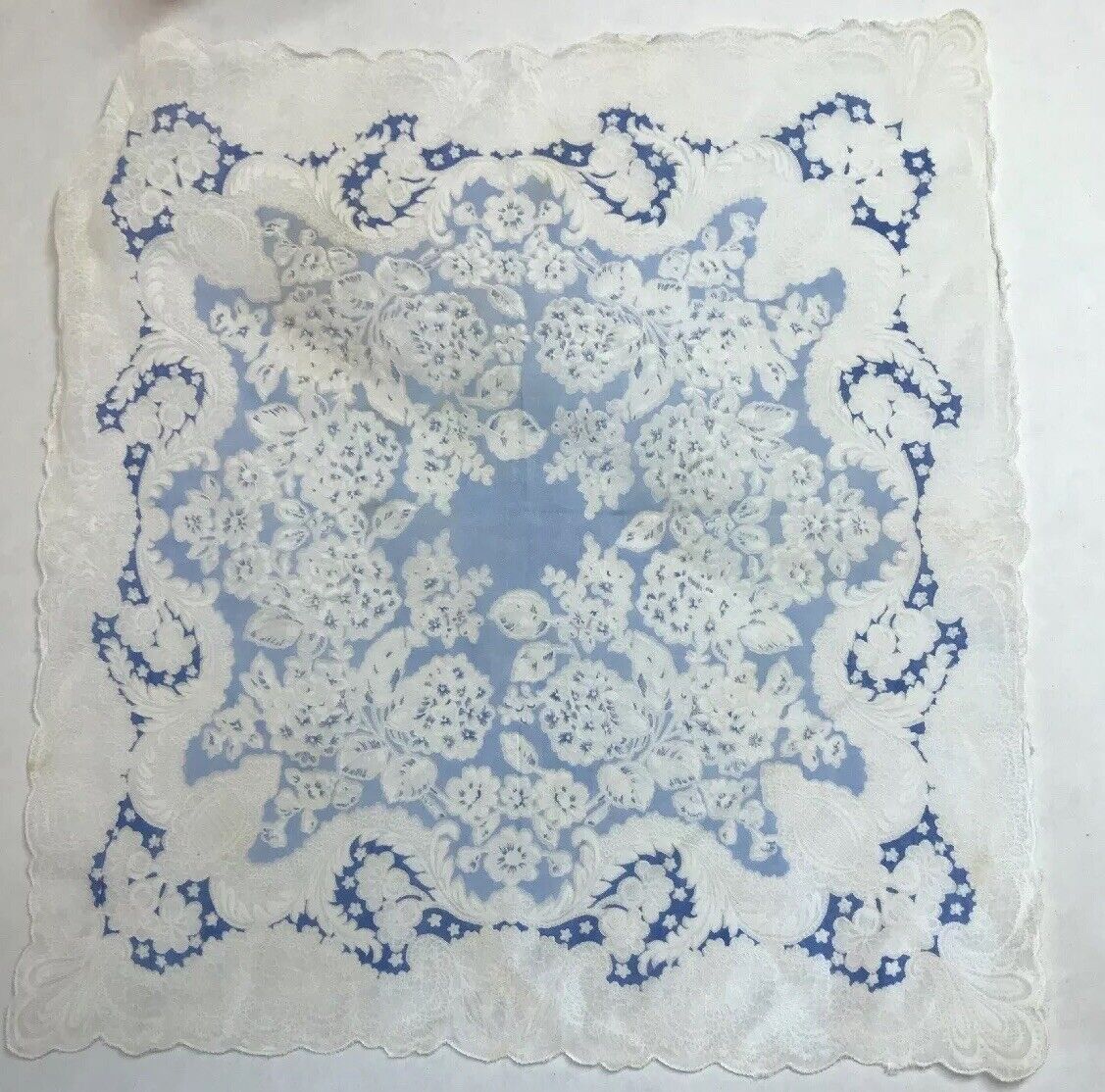 Vintage 7 Item Lot Floral Paisley Ladies Embroidered Edge Handkerchiefs