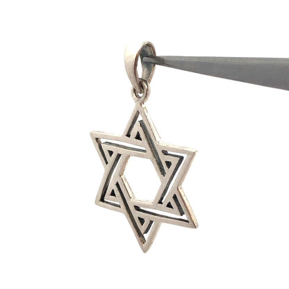 925 Sterling Silver Israel Star Of David Jerusalem Star Statement Pendant
