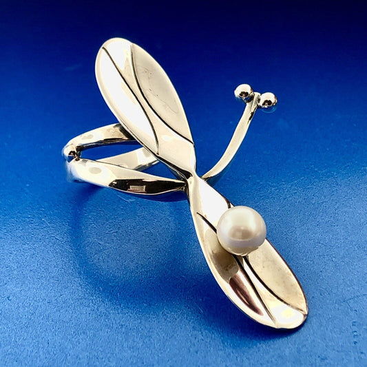 Carolyn Pollack R Moon 925 Sterling Silver Pearl Navajo Artisan Finger Ring