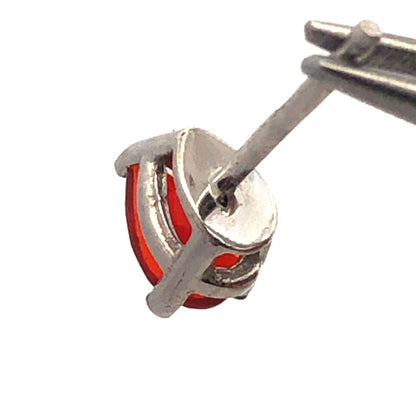 925 Sterling Silver Pear Cut Orange Cubic Zirconia CZ Stud Earrings