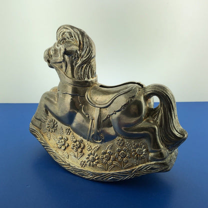 Vintage Leonard Silver Plated Rocking Horse Old Coin Piggy Bank Japan