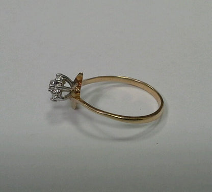 10k Yellow Gold Ring with .05tcw 1/20 Diamond Cluster Size 6.25