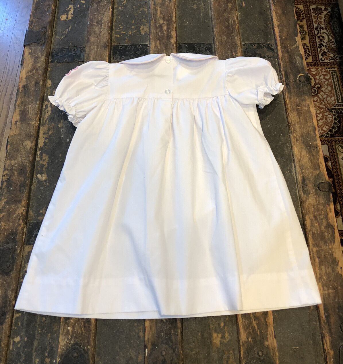 The Beaufort Bonnet Company Poly Cotton Blend White Pink Size 18-24M Girls Dress