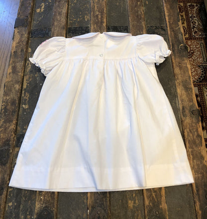 The Beaufort Bonnet Company Poly Cotton Blend White Pink Size 18-24M Girls Dress