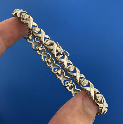 Designer 925 Sterling Silver Diamond X O Classic Tennis Bracelet