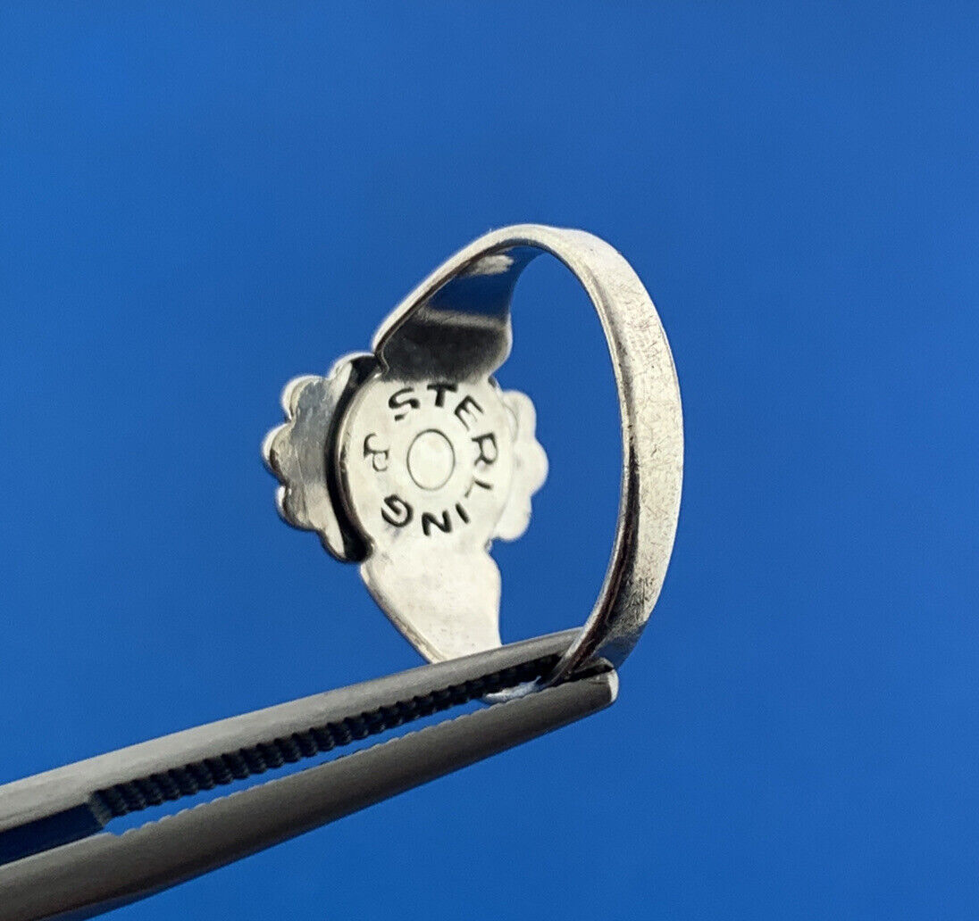 Native American Hallmarked 925 Sterling Silver Oval Turquoise Cabochon Ring