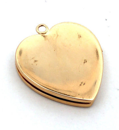 Designer HFB 14K Yellow Gold Engraved Heart Love Picture Locket Pendant