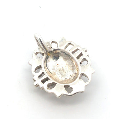 925 Sterling Silver Two Tone Fleur De Lis Go Saints Oval Charm Pendant
