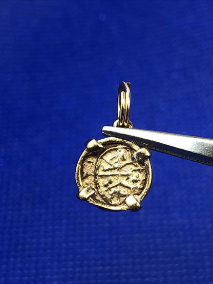 Vintage 925 Sterling Silver Vermeil Round Bronze Ancient Coin Pendant