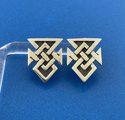 Stunning Sterling Silver 925 Celtic Runic Cross Friction Back Stud Earrings