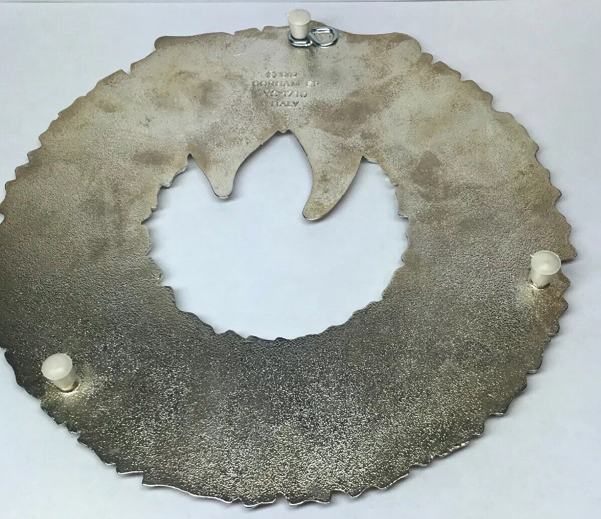 1982 Vintage Gorham Italy Silver Plated Brass Christmas Wreath Hot Cold Trivet