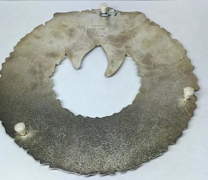 1982 Vintage Gorham Italy Silver Plated Brass Christmas Wreath Hot Cold Trivet