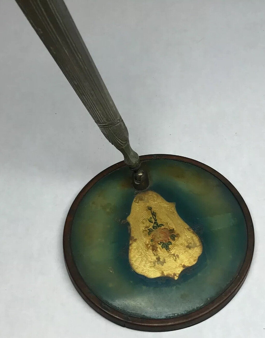 Antique Art Deco Nouveau Swivel Fold Out Ornate Celluloid Vanity Hand Mirror