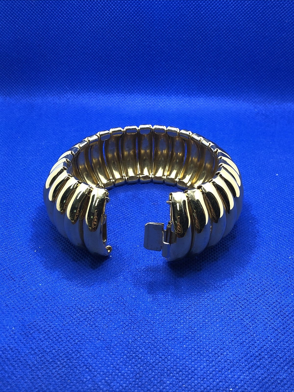 Napier Gold Tone Macaroni Link Accordion Style Statement Cuff Bracelet