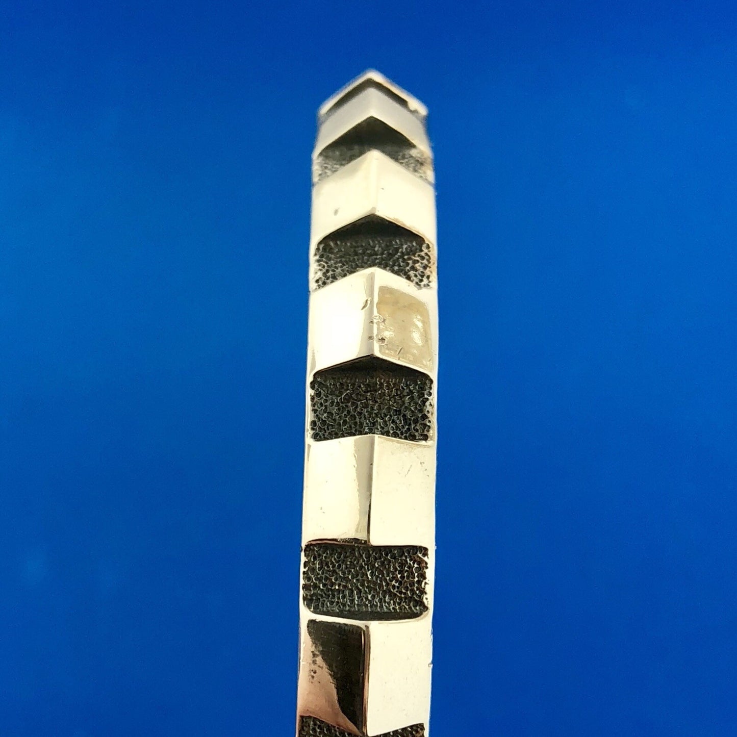 Rare Mignon Faget 925 Sterling Silver Rotated Dentils Stackable Cuff Bracelet