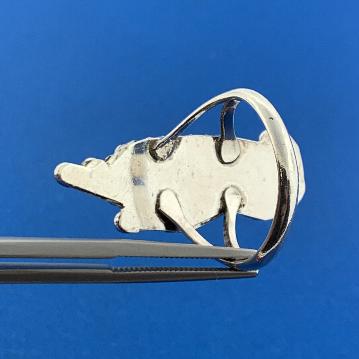 Native American Old Pawn 925 Sterling Silver Black Onyx Squash Blossom Ring