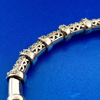 Joe Esposito ESPO Sterling Silver 925 Cubic Zirconia CZ Flexible Cuff Bracelet