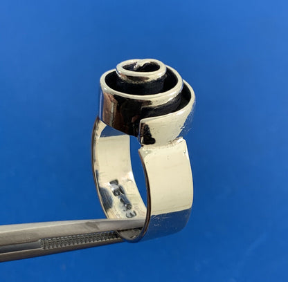 Vintage Taxco 925 Sterling Silver Modernist Crop Circle Pinwheel Statement Ring