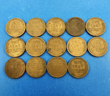 1915 P Mixed Date Mixed Mint Early Lincoln Small One Cent Penny 14 Coin Lot