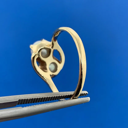 10K Yellow Gold Pearl Duo Bypass Cocktail Ring