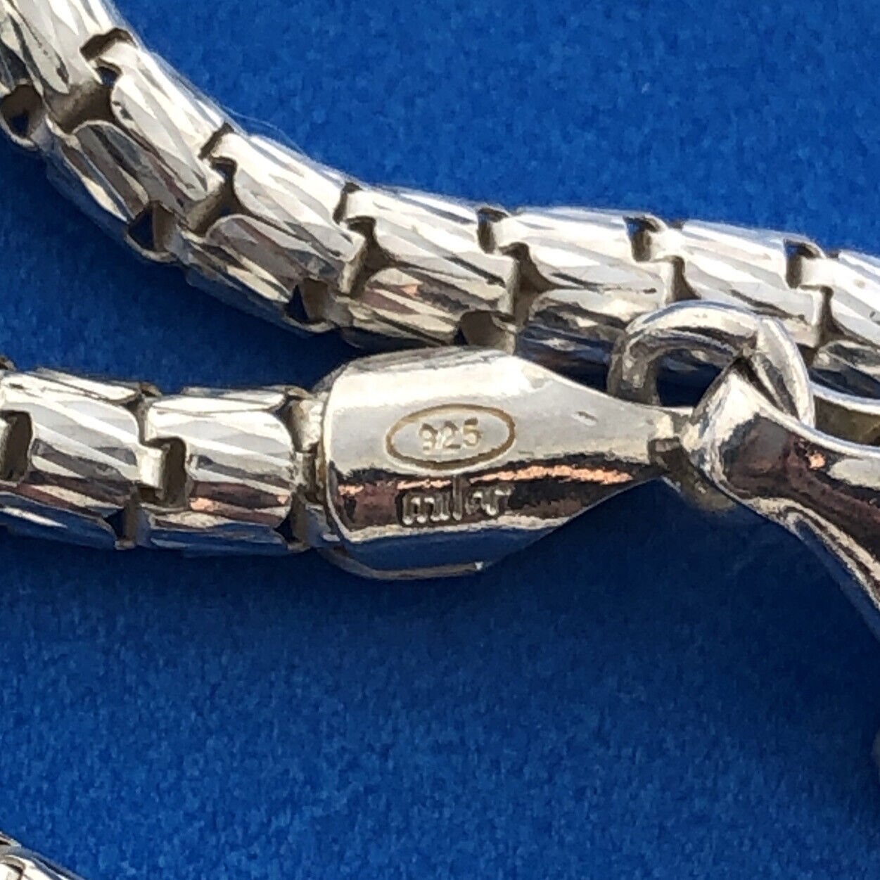 Designer MILOR Italy 925 Sterling Silver Fancy Textured Snake Chain Necklace