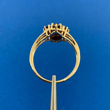 14K Yellow Gold Red Garnet Cluster January Birthstone Statement Ring