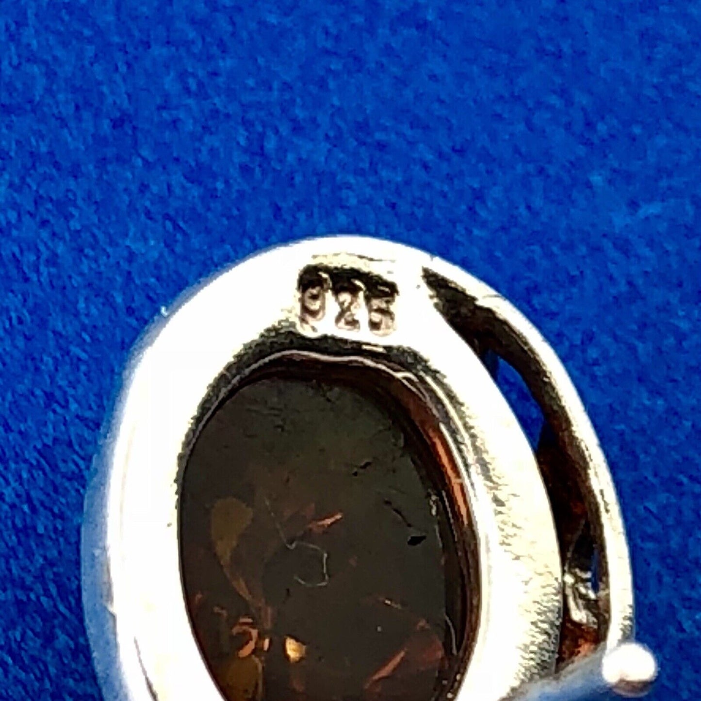 Retro 925 Sterling Silver Oval Baltic Amber Stud Earrings